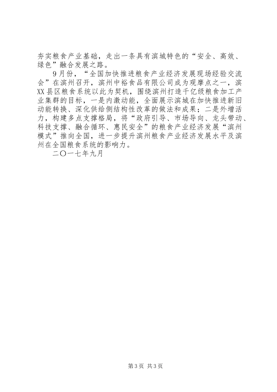 滨XX县区发展千亿级粮食产业集群汇报材料 _第3页