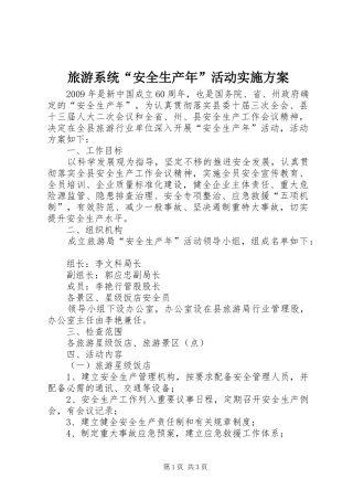 旅游系统“安全生产年”活动方案 