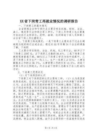 XX省下岗青工再就业情况的调研报告 (21)