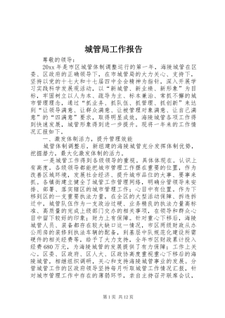 城管局工作报告 