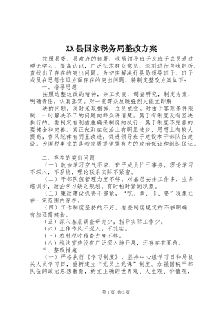 XX县国家税务局整改实施方案 