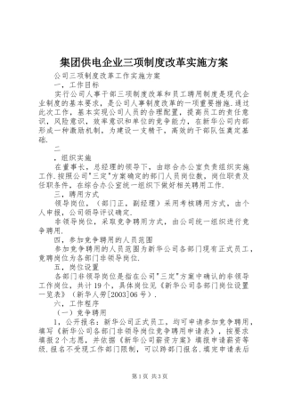 集团供电企业三项制度改革方案 