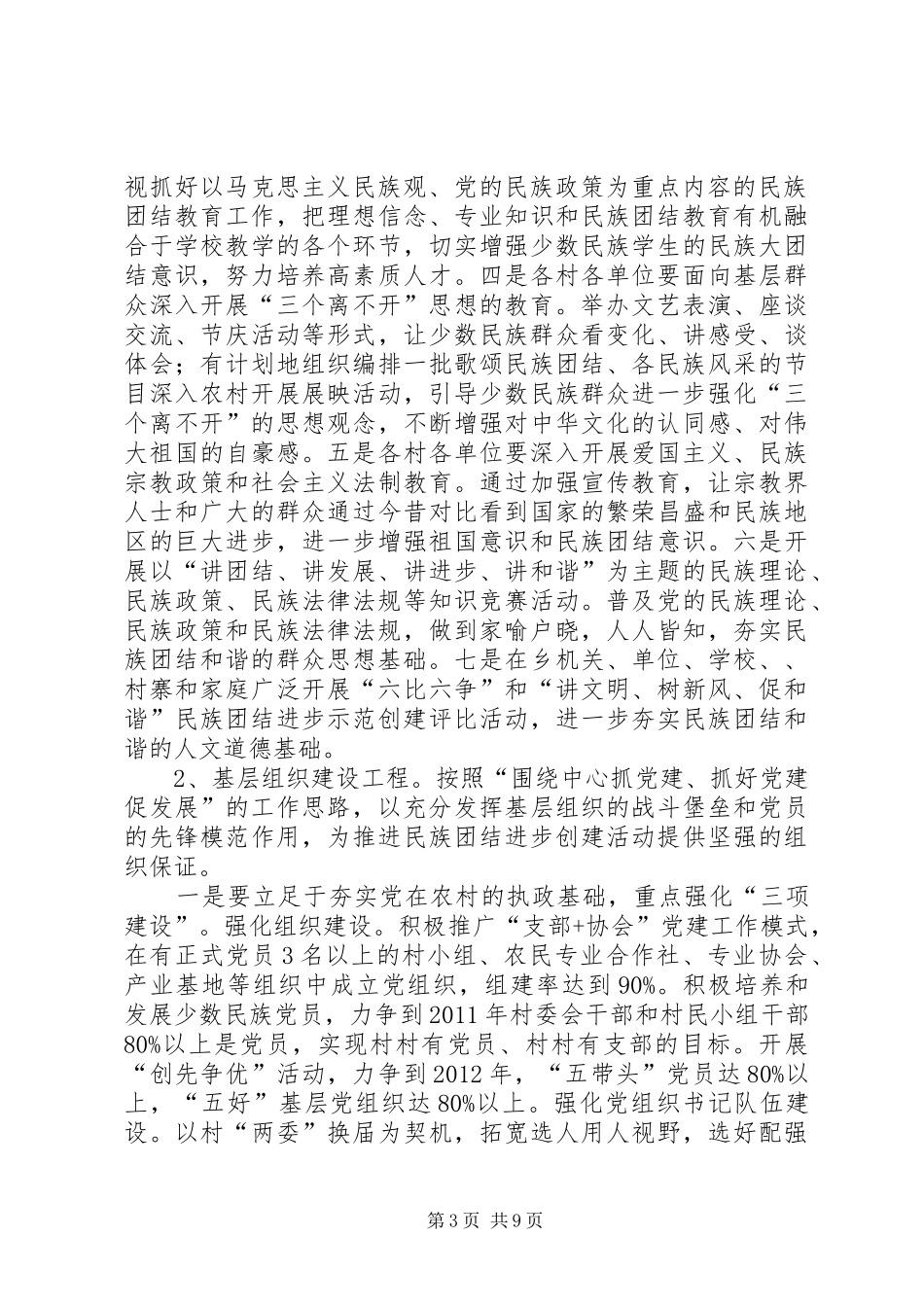 月峰瑶族乡民族团结进步示范点创建工作方案_第3页