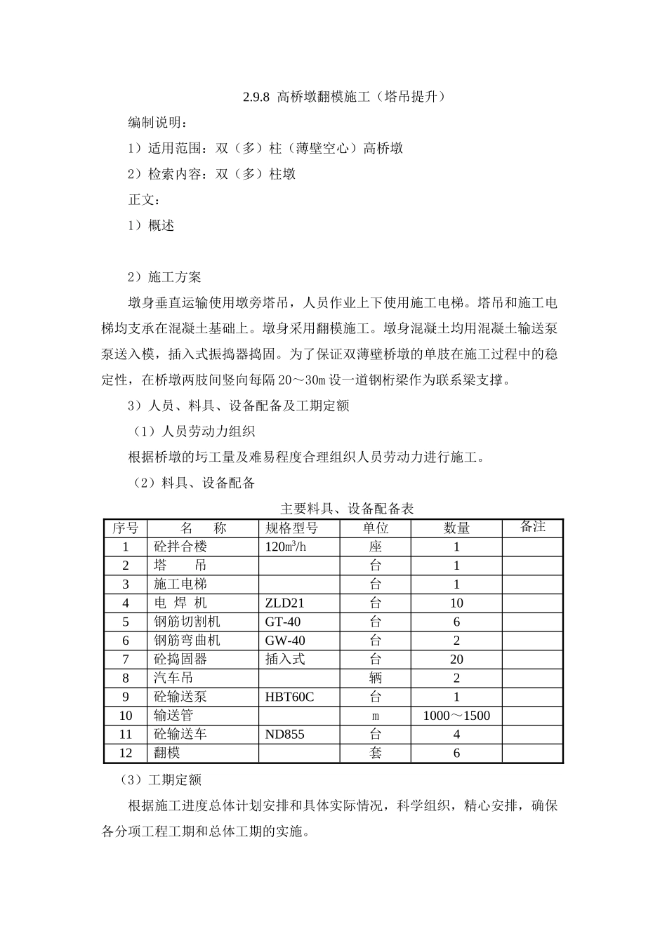 高桥墩翻模施工(塔吊提升)_第1页
