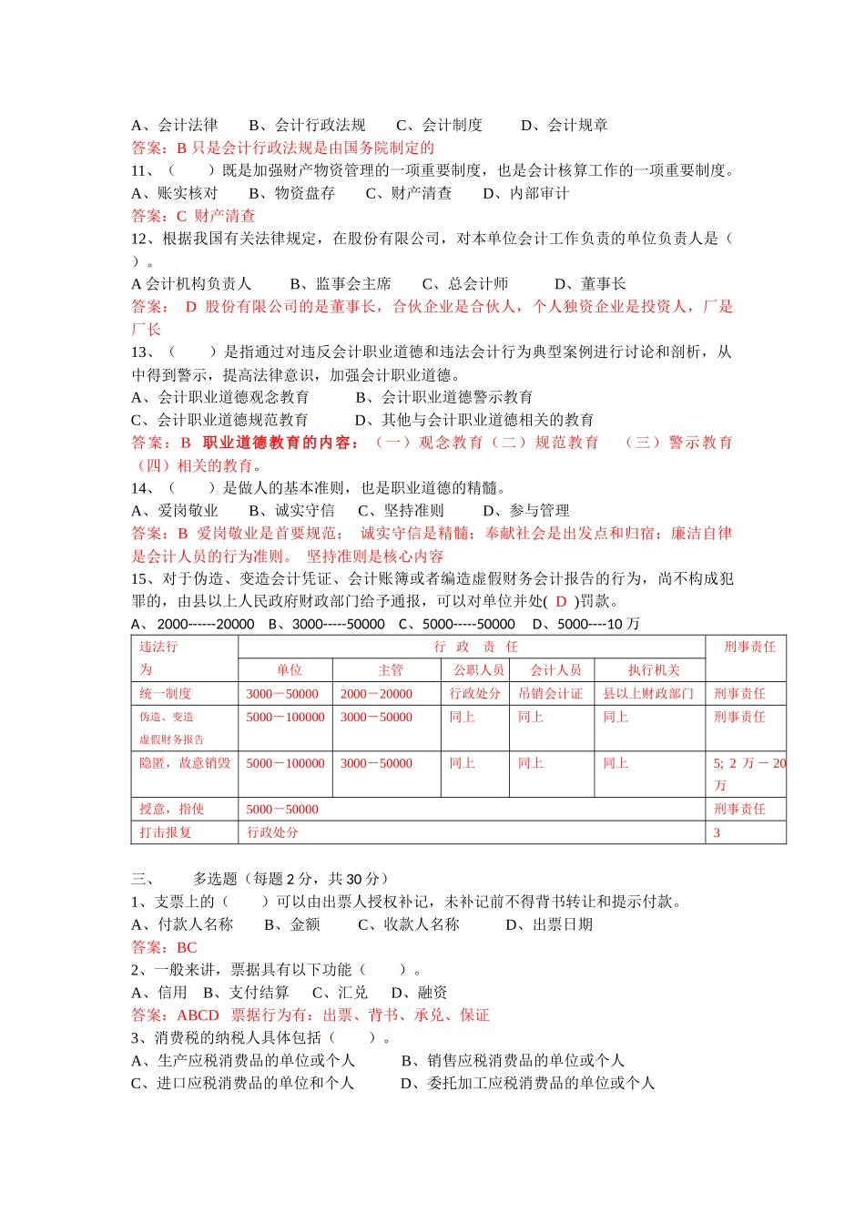 财经法规与会计职业道德模拟题_第3页