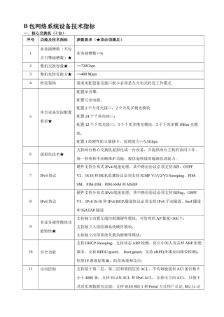 B包网络系统设备技术指标