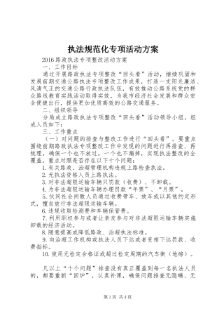 执法规范化专项活动实施方案 