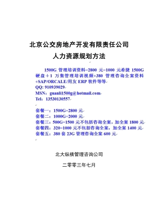 北京某某公司人力资源规划方法