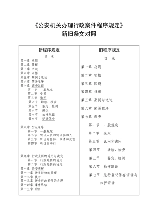 《公安机关办理行政案件程序规定》新旧条文对照