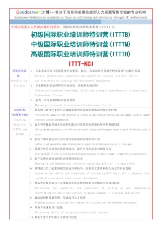 才博国际职业培训师(ITTT)特训营(培训师培训)