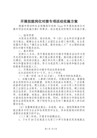 开展技能岗位对接专项活动方案 