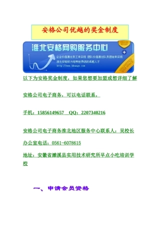 安格公司优越的奖励制度