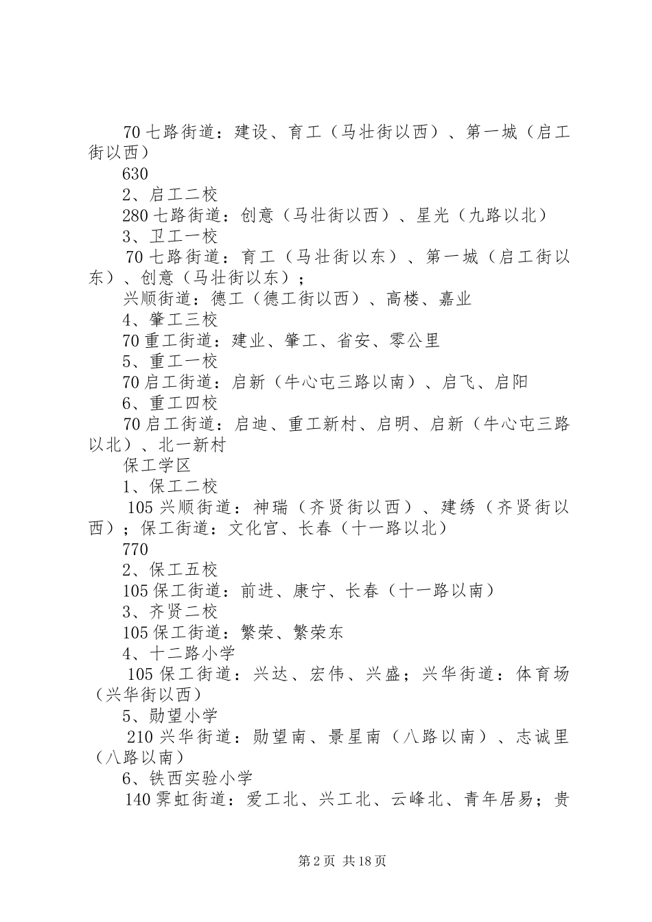 XX年XX市中小学学区划分实施方案铁西 _第2页