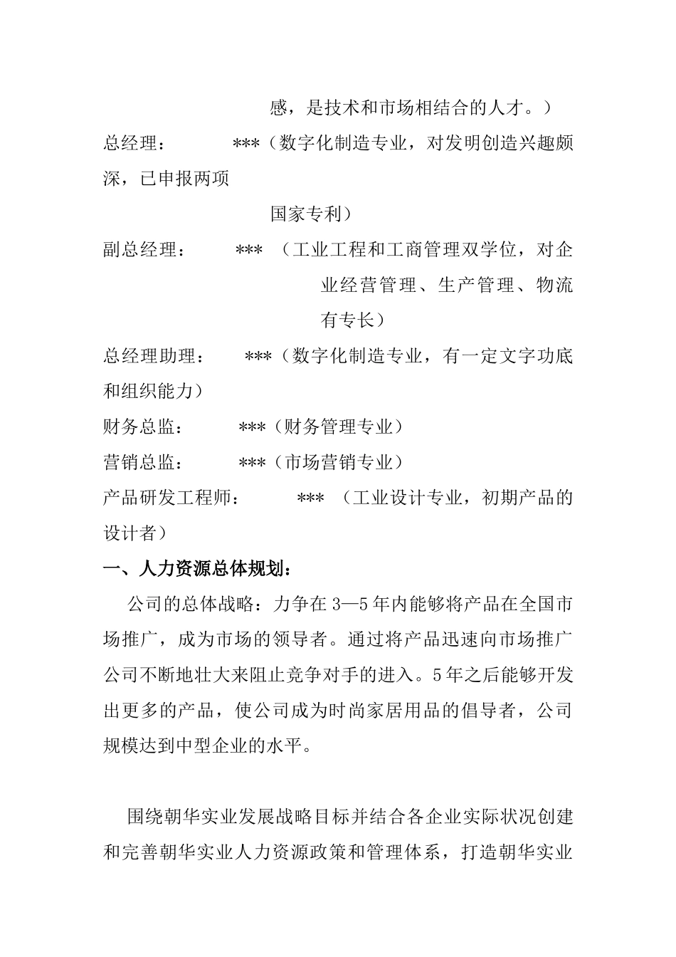 朝华实业有限责任公司人力资源管理规划书_第3页