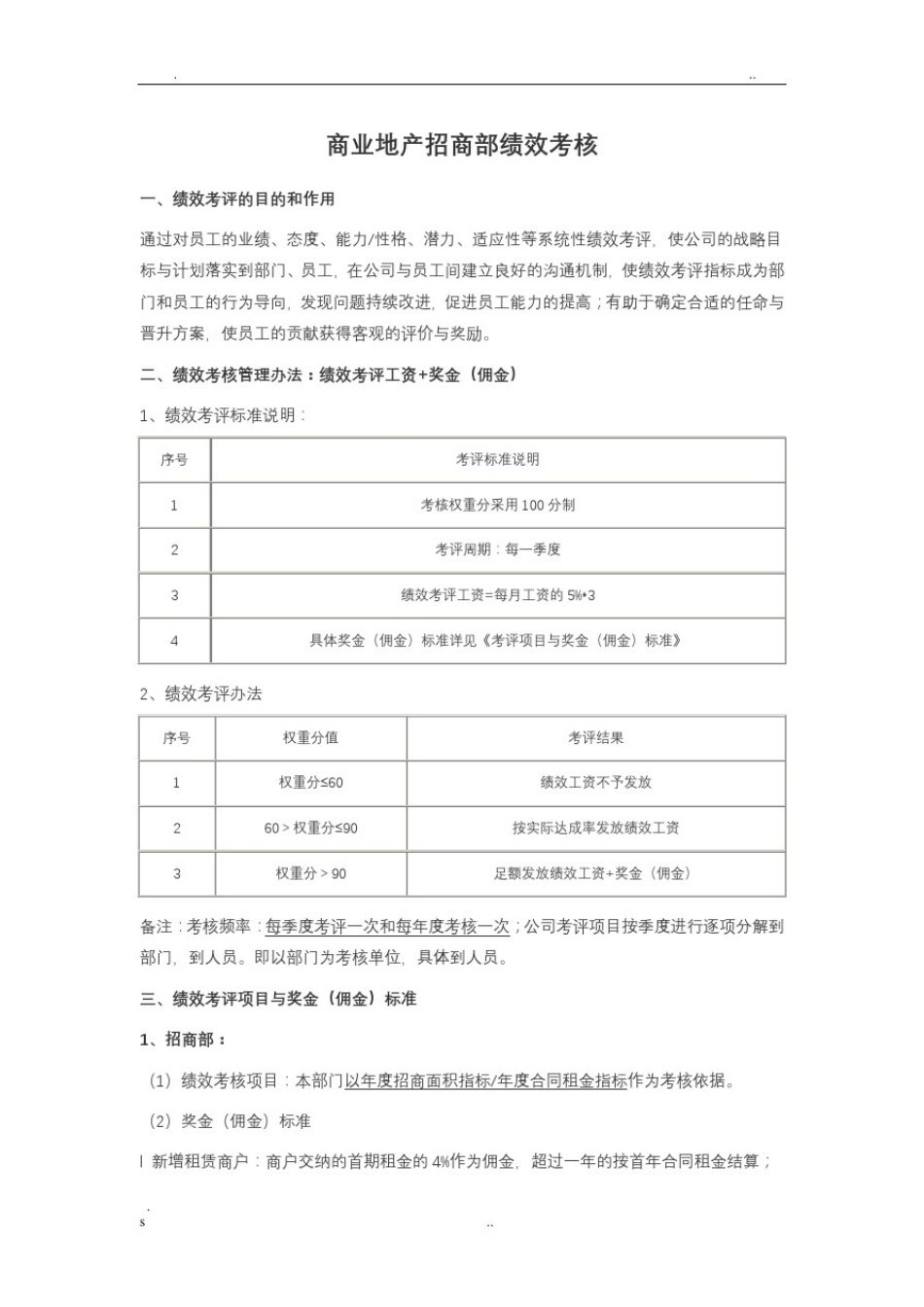 商业地产招商部的绩效考评_第1页