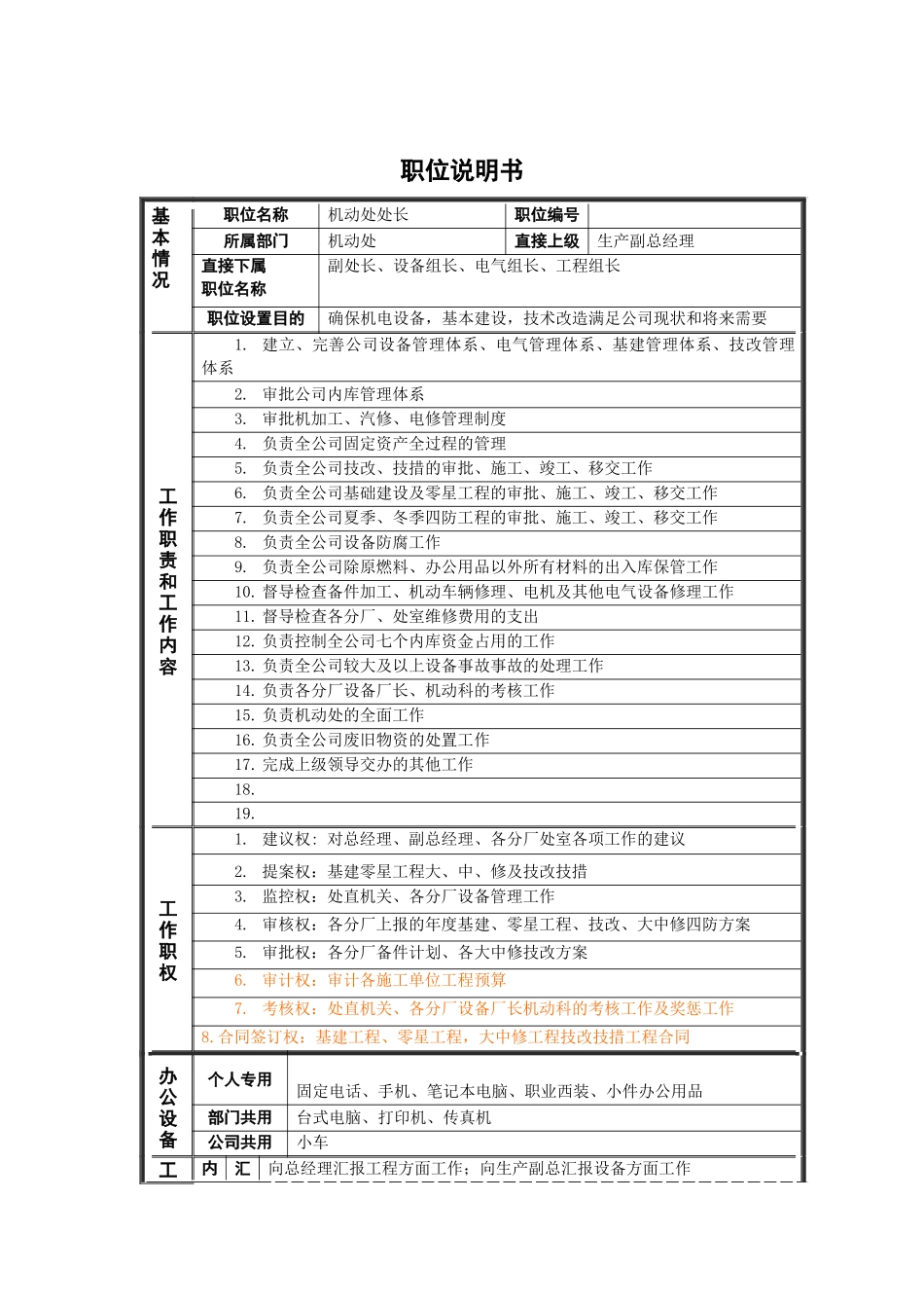 德龙钢铁-各处长职位说明书_第1页