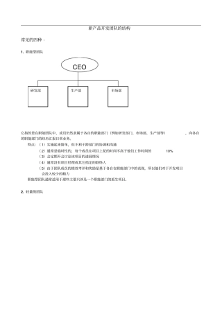 新产品开发团队的结构
