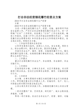 打击非法经营烟花爆竹经营点实施方案 