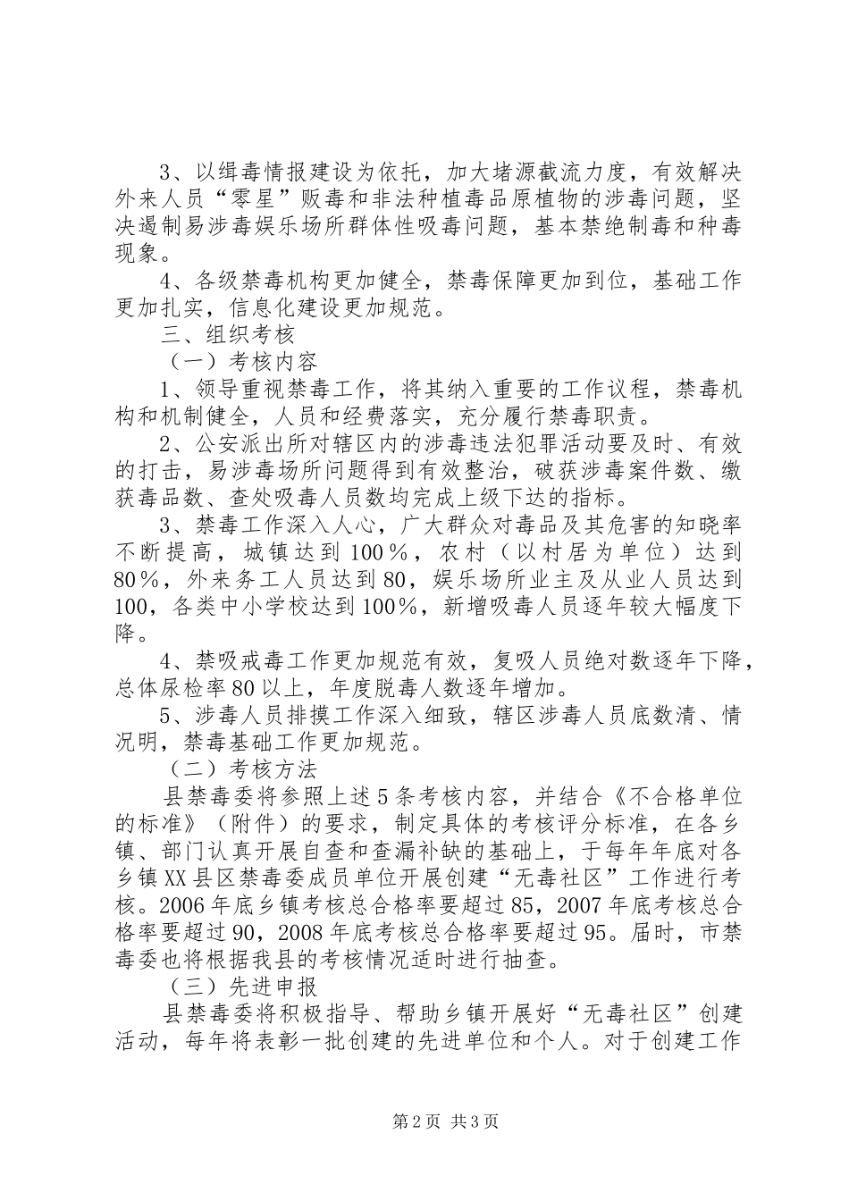 XX年XX年创建无毒社区工作实施方案 _第2页