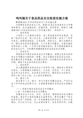 鸣凤镇关于食品药品安全检查方案 