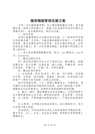 镇容镇貌管理方案 