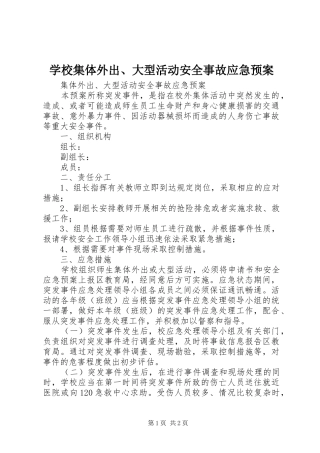 学校集体外出、大型活动安全事故应急处置预案 