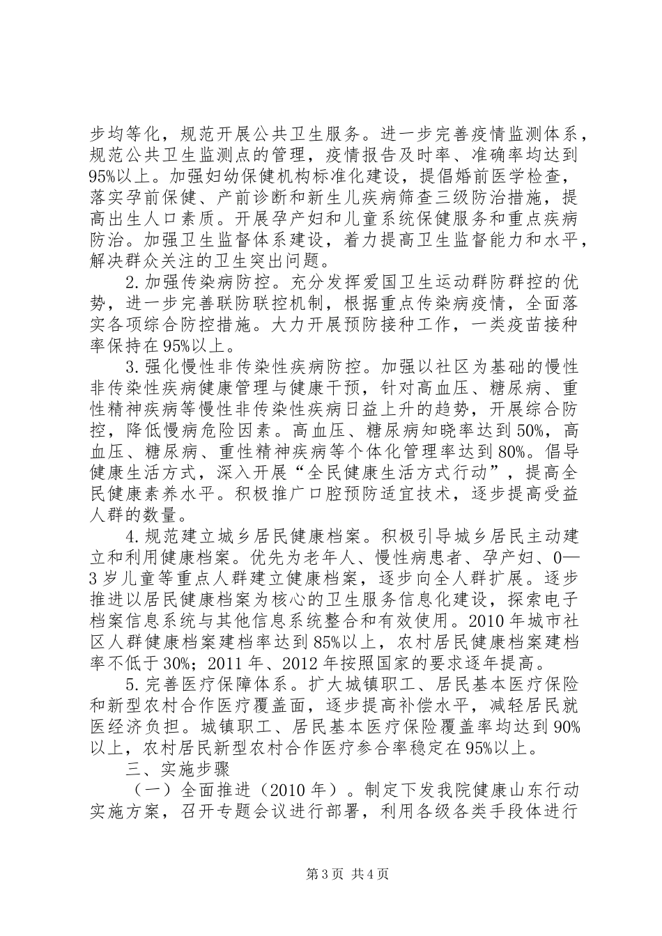瓦店卫生院健康山东行动总体工作实施方案 _第3页