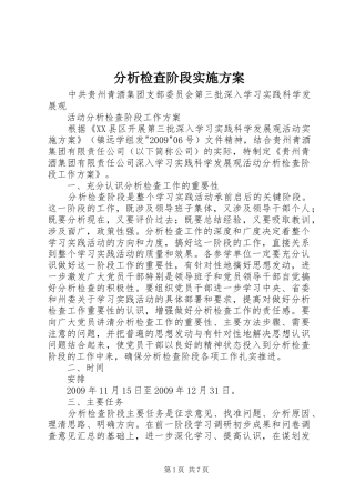 分析检查阶段方案 