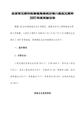 北京市工商行政管理局海淀分局八里庄工商所