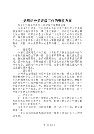 党组织分类定级工作的整改实施方案 