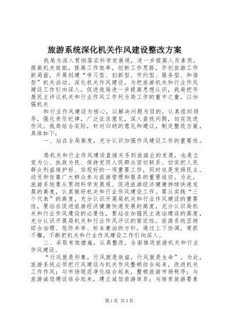 旅游系统深化机关作风建设整改实施方案 