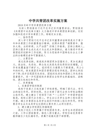 中学共青团改革方案 