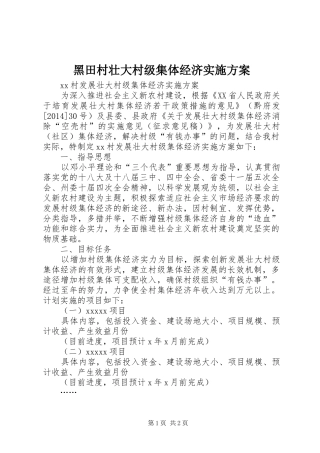黑田村壮大村级集体经济方案 