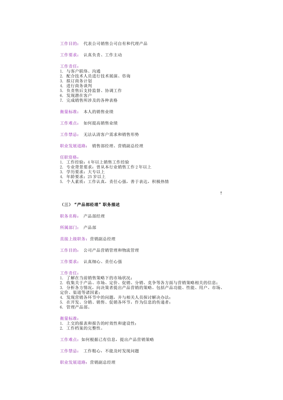 常见职务的职务岗位描述_第2页