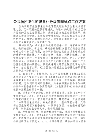 公共场所卫生监督量化分级管理试点工作实施方案 