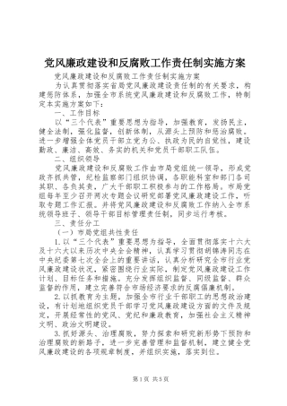 党风廉政建设和反腐败工作责任制方案 