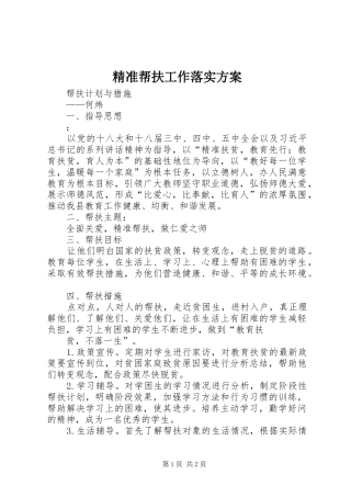 精准帮扶工作落实实施方案 