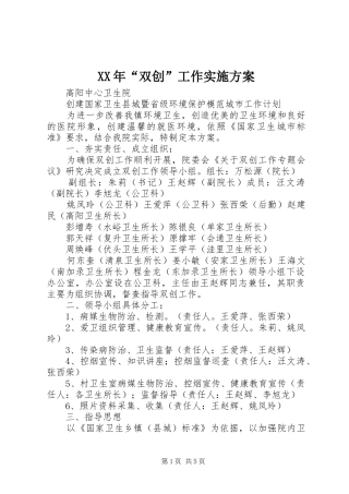 XX年“双创”工作方案 