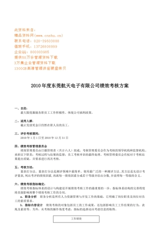 某电子公司绩效考核方案