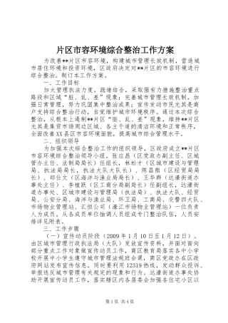 片区市容环境综合整治工作实施方案 