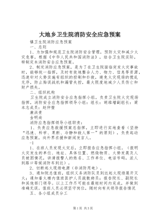 大地乡卫生院消防安全应急处理预案 