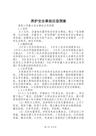 养护安全事故应急处置预案 