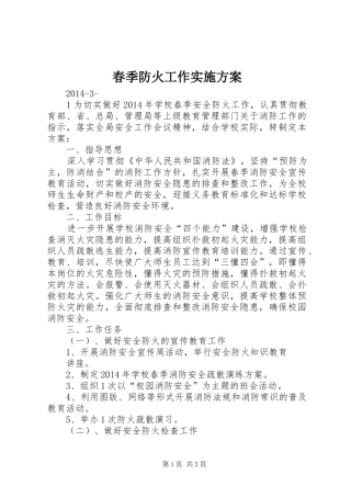 春季防火工作方案 