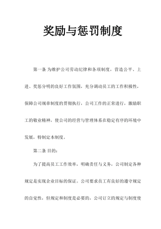 地产公司奖励与惩罚制度