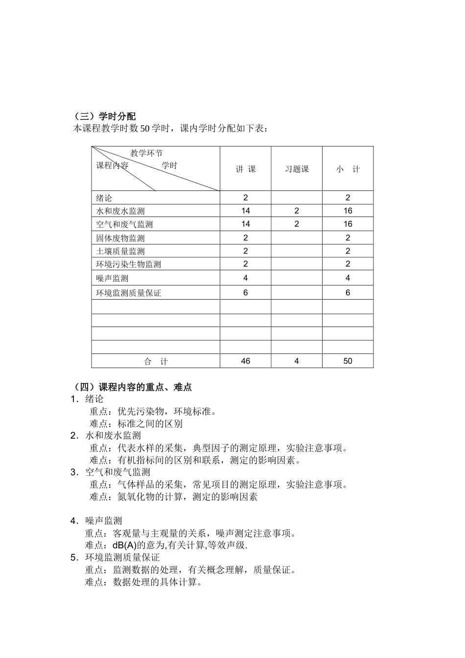 《环境监测》（A）教学大纲_第3页
