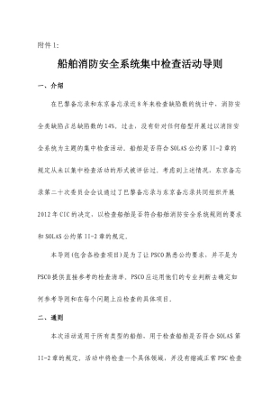 XXXX船舶消防安全系统集中检查活动导则