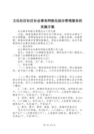 文化社区社区社会事务网格化综合管理服务的方案 