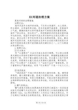 XX河道治理实施方案 