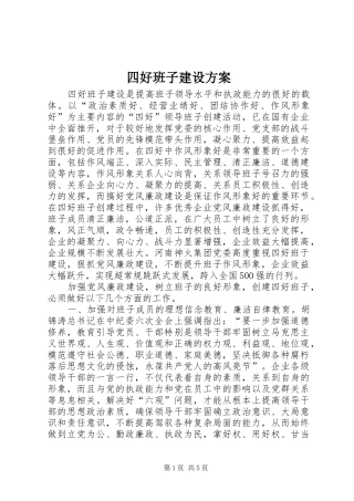 四好班子建设实施方案 