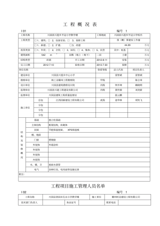 (完整word版)工程概况表(综合表)